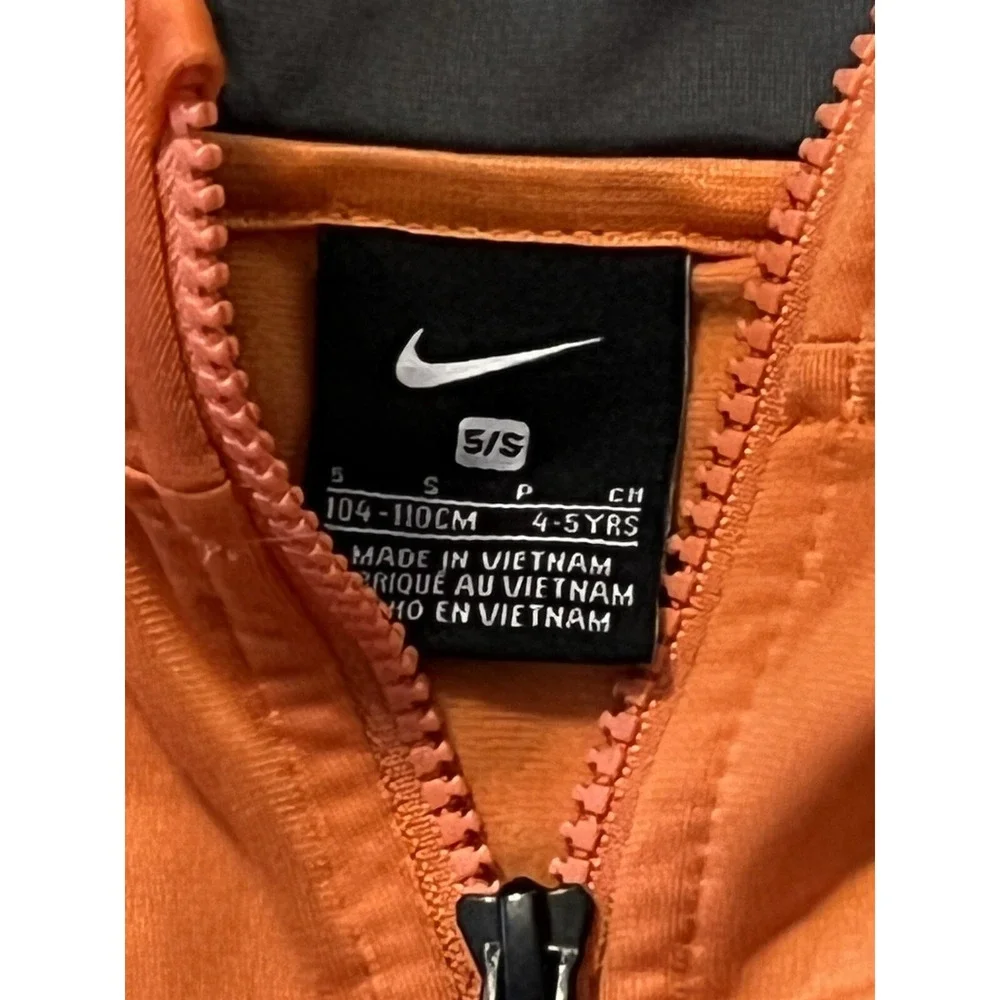 Nike Boys Jacket Size S 4-5 Yrs Nylon Zip-up Orange and Gray Very Good Condition